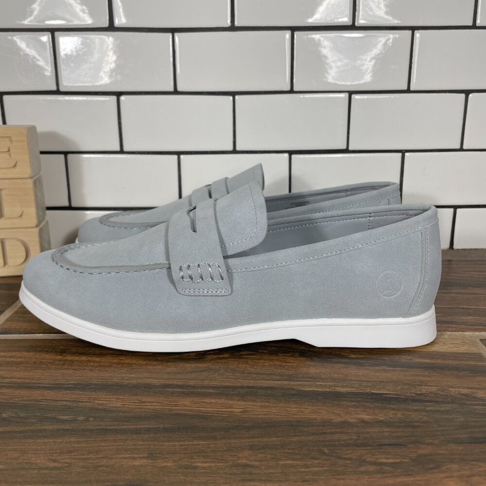 Lands End Everyday Penny Loafer Shoes Youth Boys Size 6 Soft Slate Vegan Leather